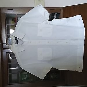 NEW Erika White Short Sleeve Cotton Shirt Size Medium With Tags